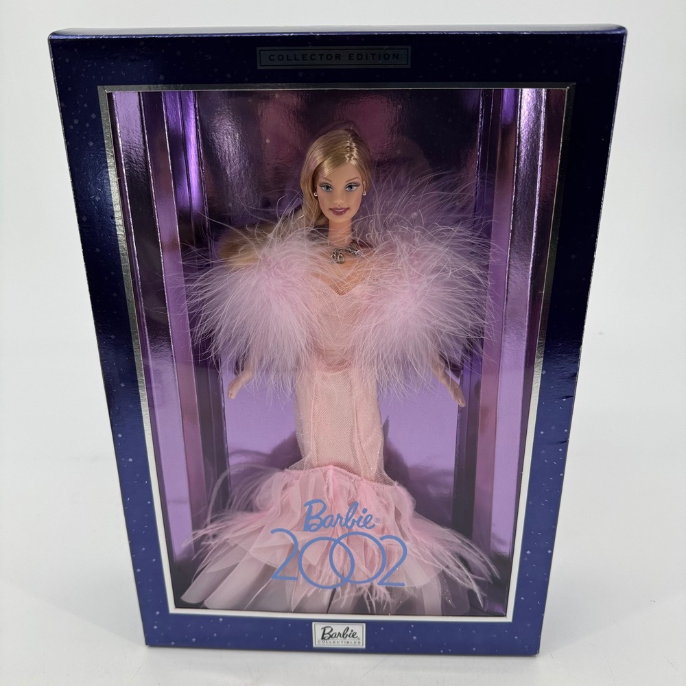 Mattel Barbie 2002 Collector Edition Doll Pink Gown Feather Boa 53975 NRFB